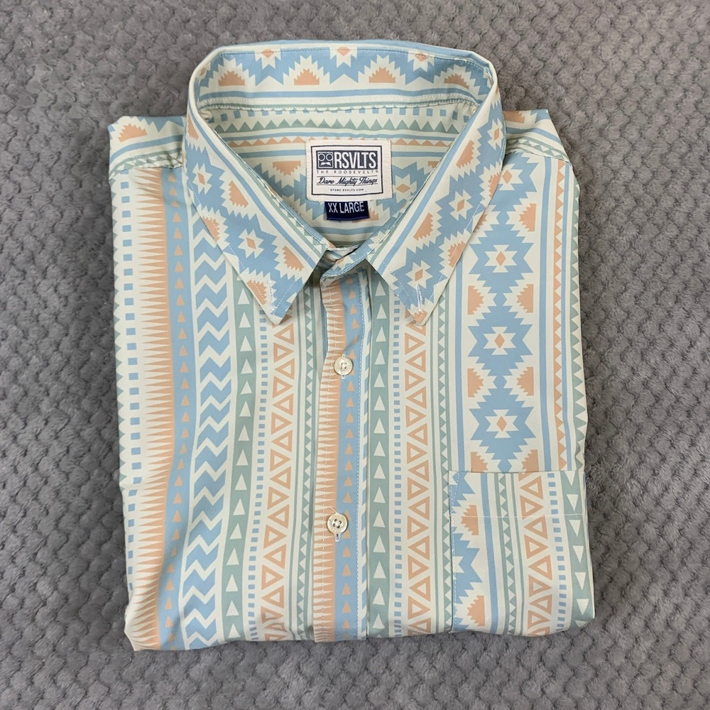 RSVLTS The Roosevelts XXL Southwestern Tribal Button Down Shirt Short Sleeve - Picture 8 of 9